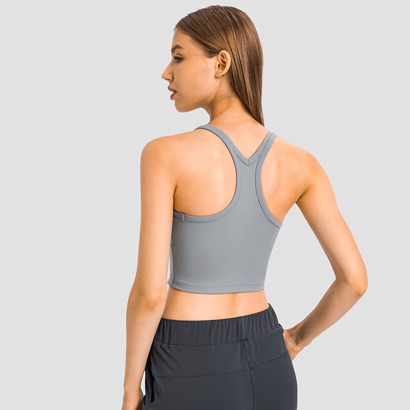 Women's Fashion Versatile Yoga Fitness Shockproof Sports Underwear Color:Light grey;SIZE:S