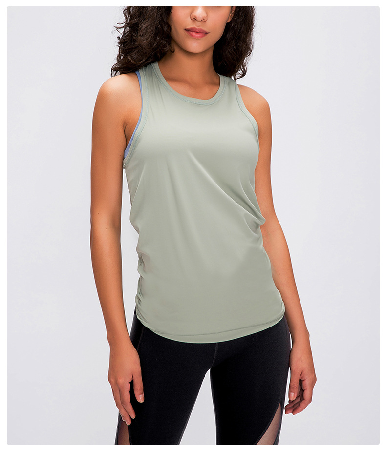 Women's skin friendly strap vest sports cover shirt Color:LIGHT GREEN;SIZE:S
