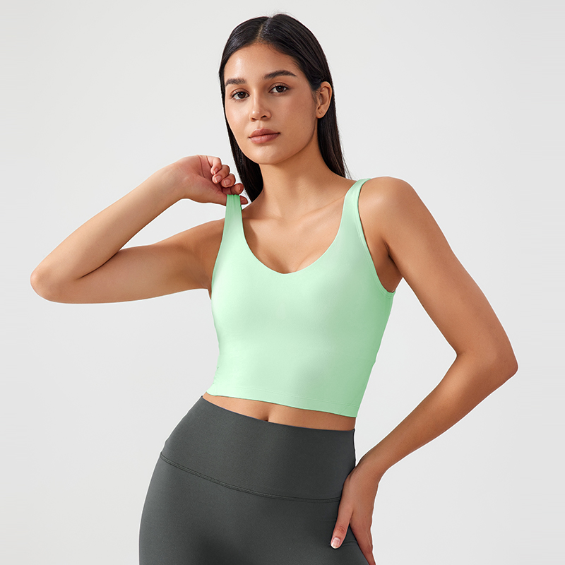 Women's Fixed Chest Mat Sports Yoga Underwear Color:Cabbage Green;SIZE:S