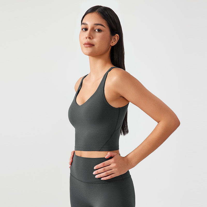 Women's Fixed Chest Mat Sports Yoga Underwear Color:Graphite grey;SIZE:S