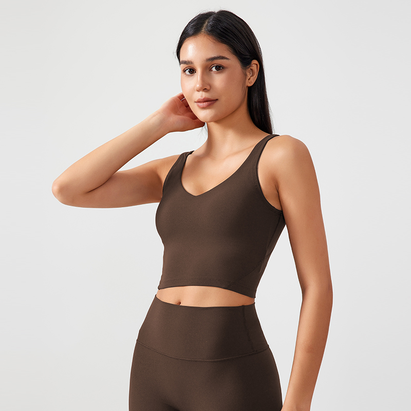 Women's Fixed Chest Mat Sports Yoga Underwear Color:Espresso;SIZE:S