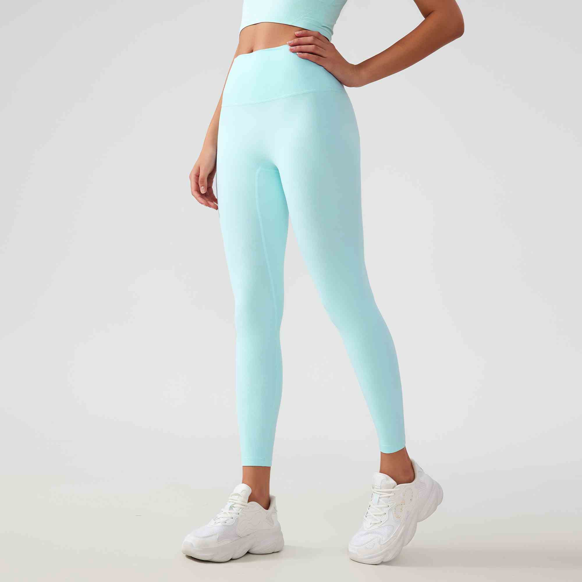 Women's one size fits all hip lifting and shaping yoga pants Color:Silver blue;SIZE:S