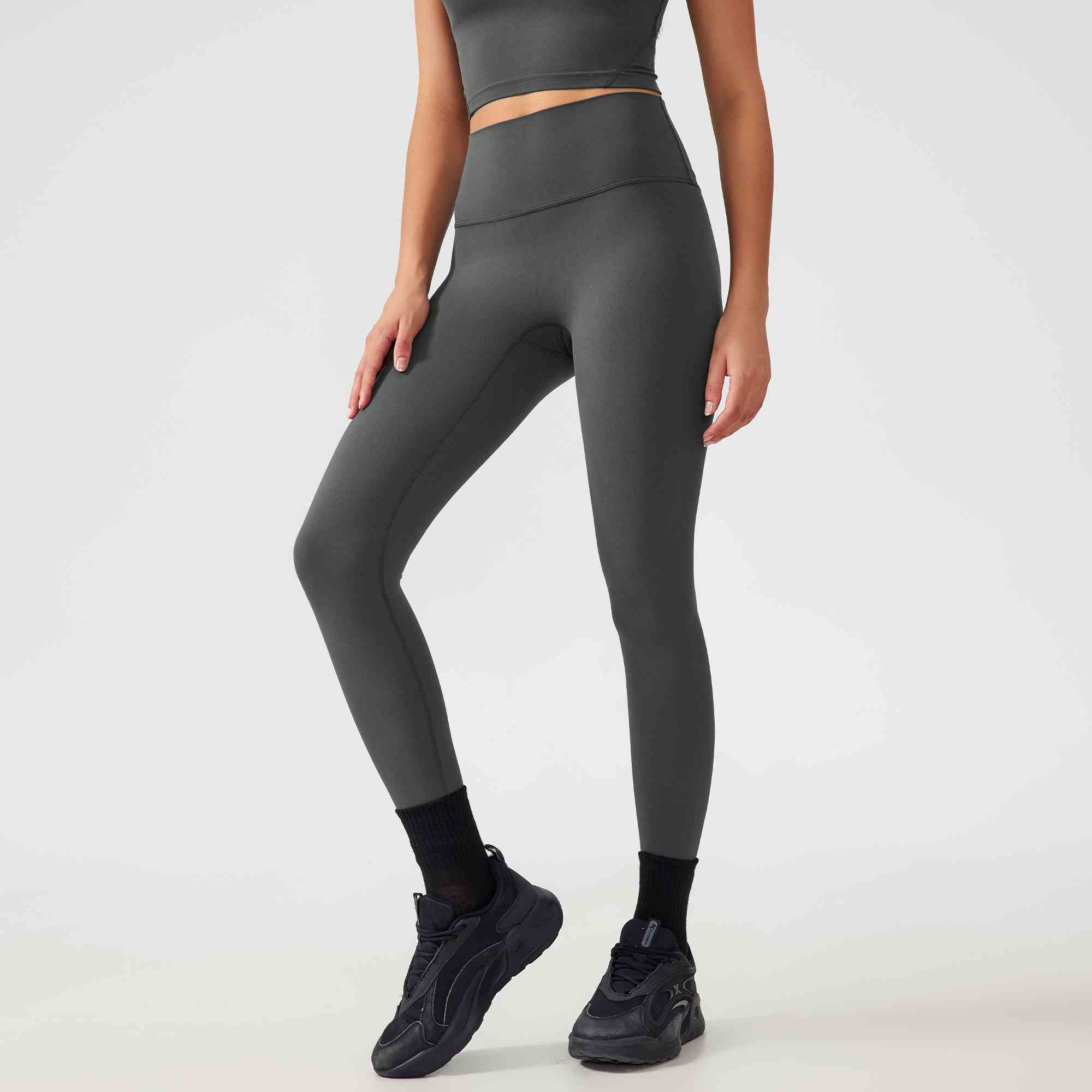 Women's one size fits all hip lifting and shaping yoga pants Color:Graphite grey;SIZE:S