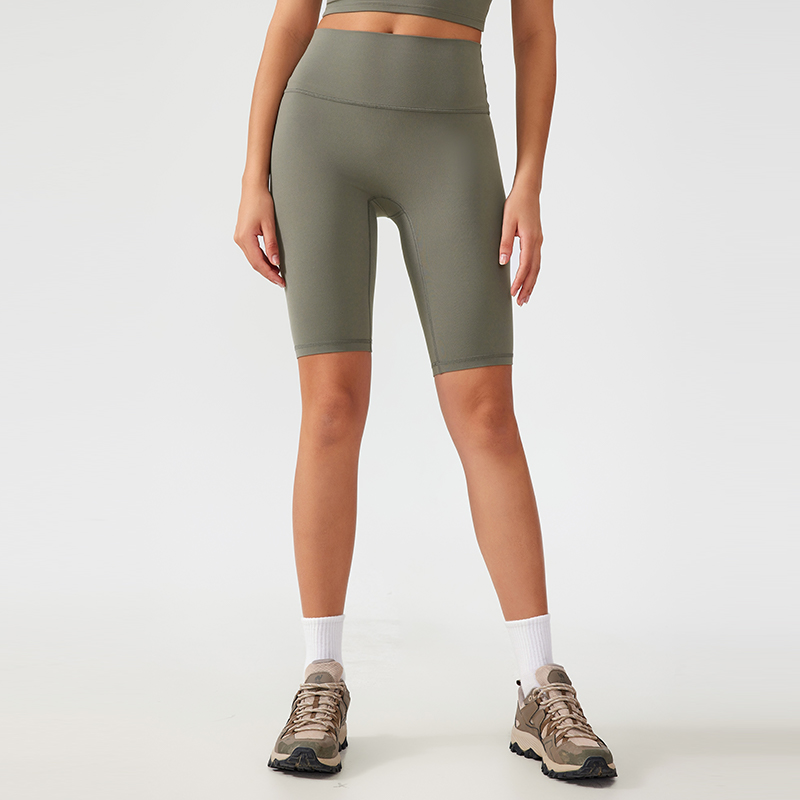 Women's one size fits all hip lifting and shaping yoga shorts Color:Khaki brown;SIZE:S