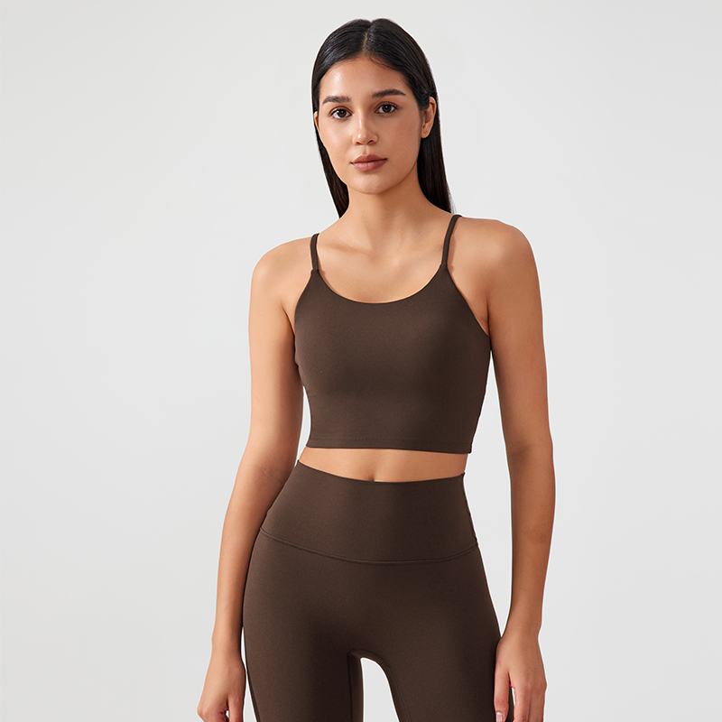Women's one-piece cup sports tank top Color:Espresso;SIZE:S