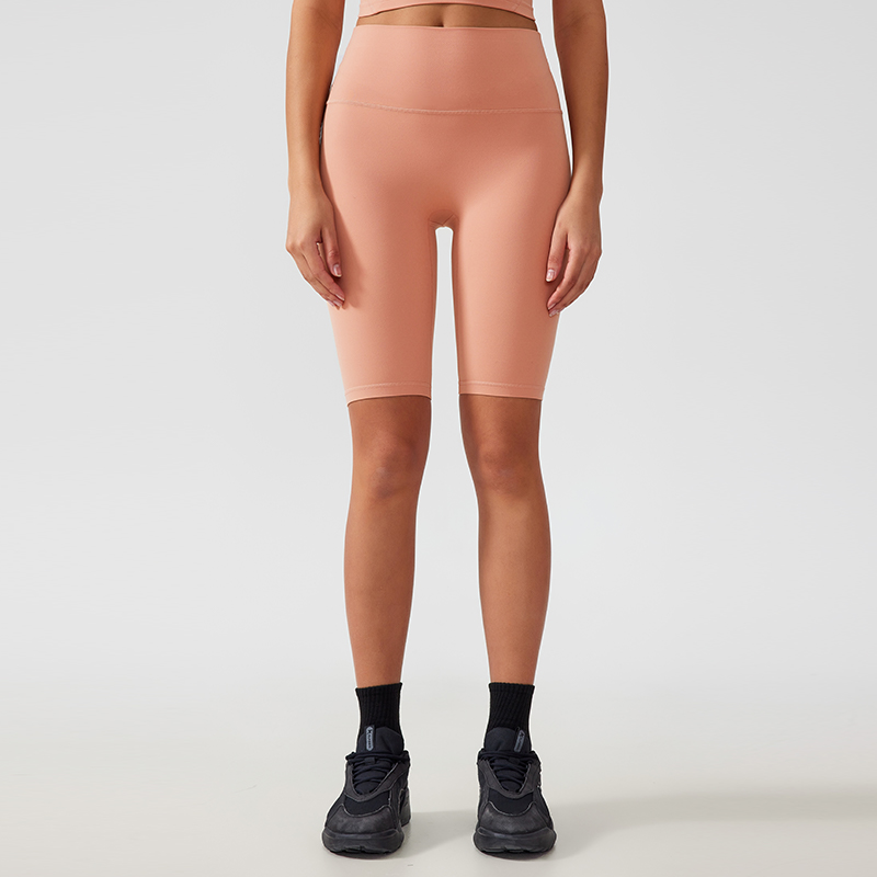 Women's one size fits all hip lifting and shaping yoga shorts Color:Peach pink;SIZE:L
