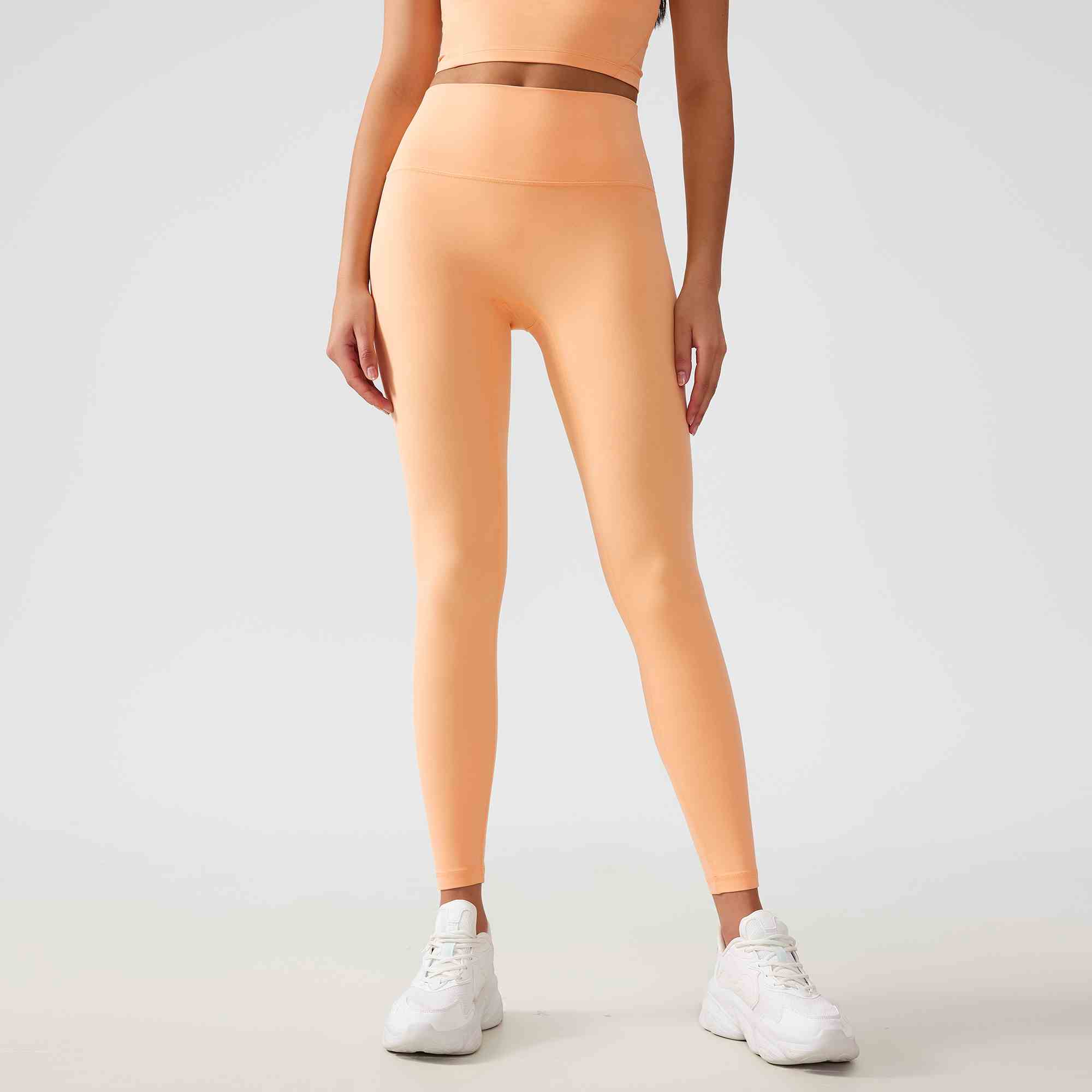 Women's one size fits all hip lifting and shaping yoga pants Color:Soft peach;SIZE:S