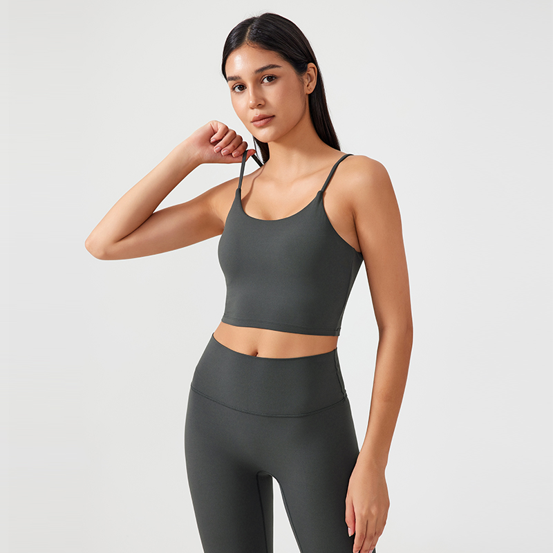 Women's one-piece cup sports tank top Color:Graphite grey;SIZE:S