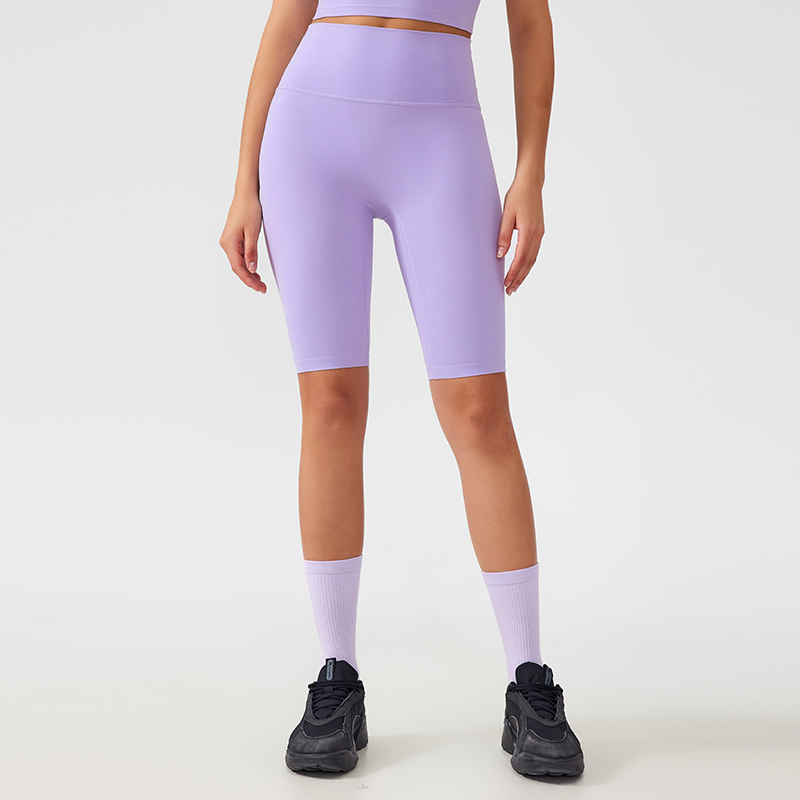 Women's one size fits all hip lifting and shaping yoga shorts Color:Ash light purple;SIZE:S