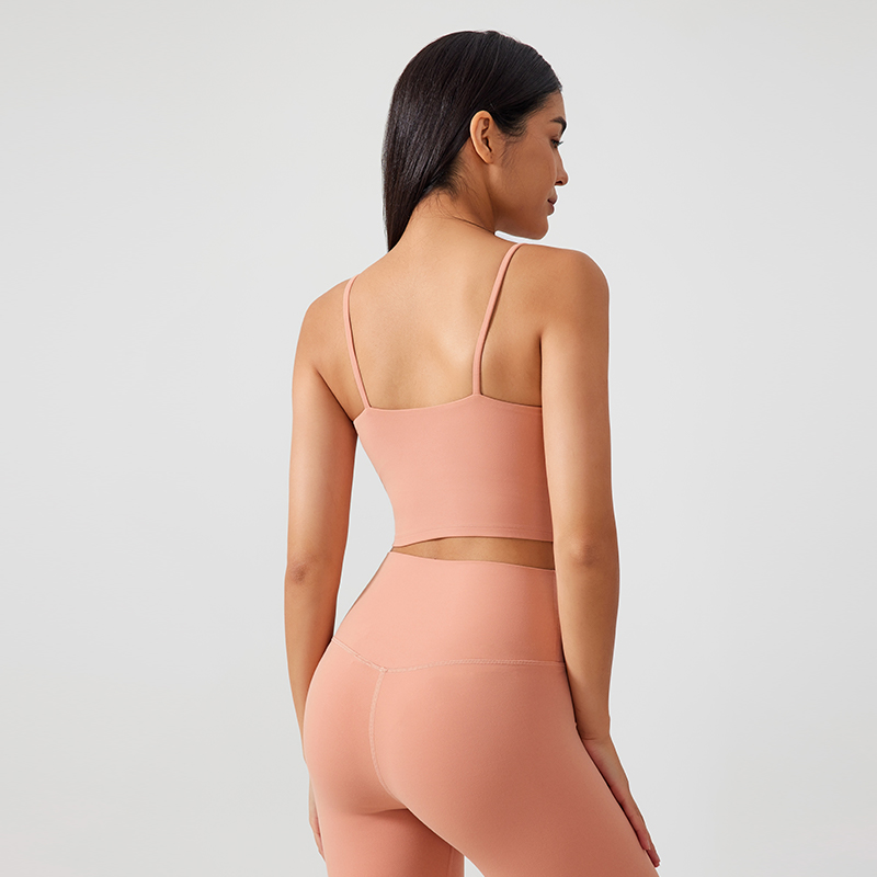 Women's one-piece cup sports tank top Soft peach