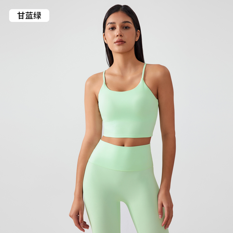Women's one-piece cup sports tank top Color:Cabbage Green;SIZE:S