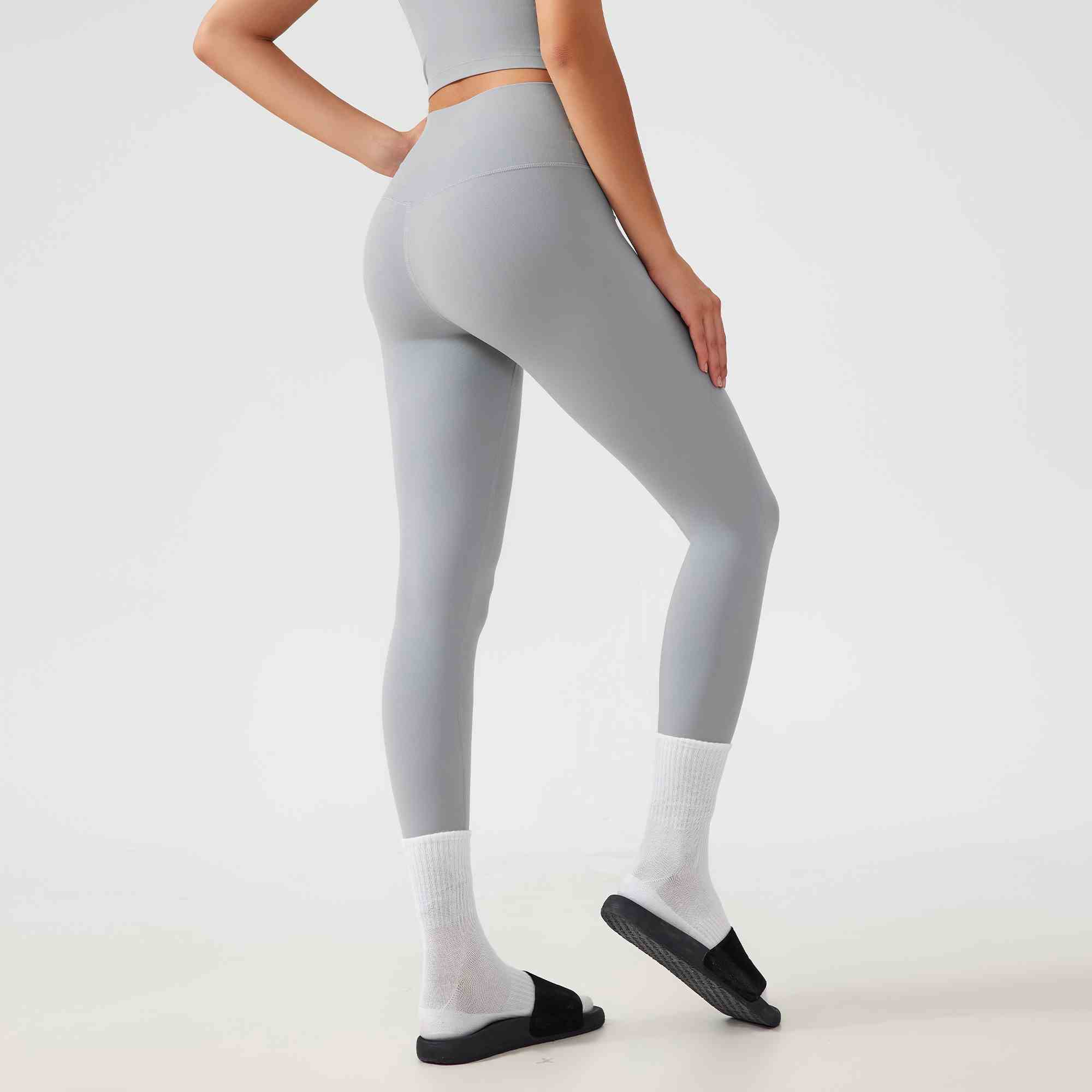 Women's one size fits all hip lifting and shaping yoga pants Color:Silver droplet color;SIZE:S