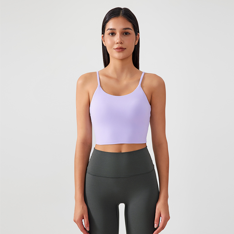 Women's sports camisole vest Color:Ash light purple;SIZE:M