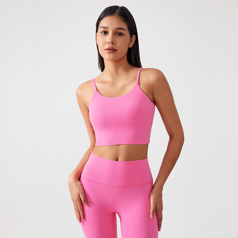 Women's sports camisole vest Fluorescent pink