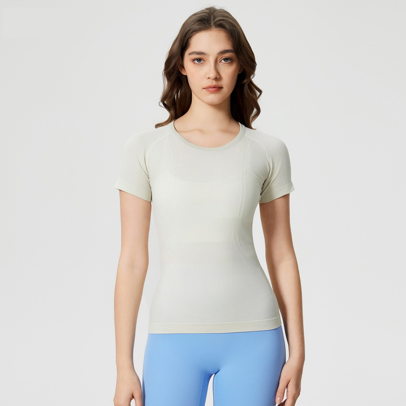 Women's round neck sports short sleeved shirt Color:Bone white;SIZE:XL