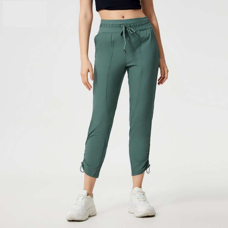 Women's lightweight breathable straight leg pants Color:Forest green;SIZE:S