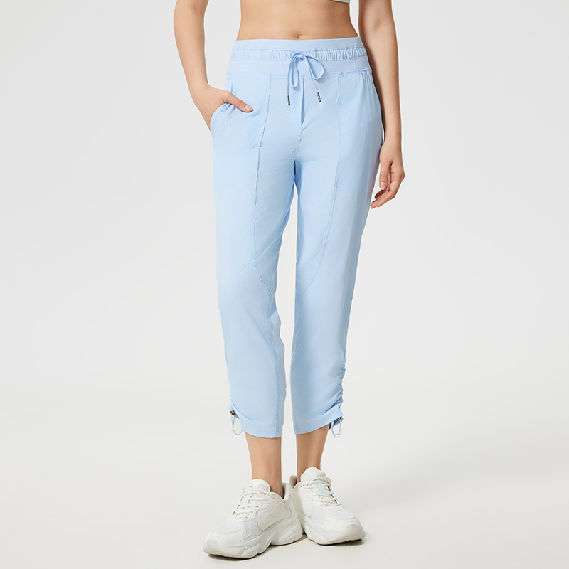 Women's lightweight breathable straight leg pants Color:Windmill Light Blue;SIZE:S