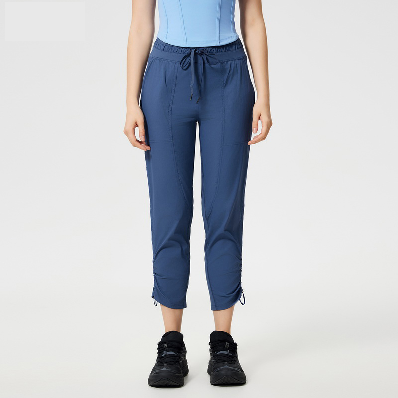Women's lightweight breathable straight leg pants Color:Asphalt Blue;SIZE:S
