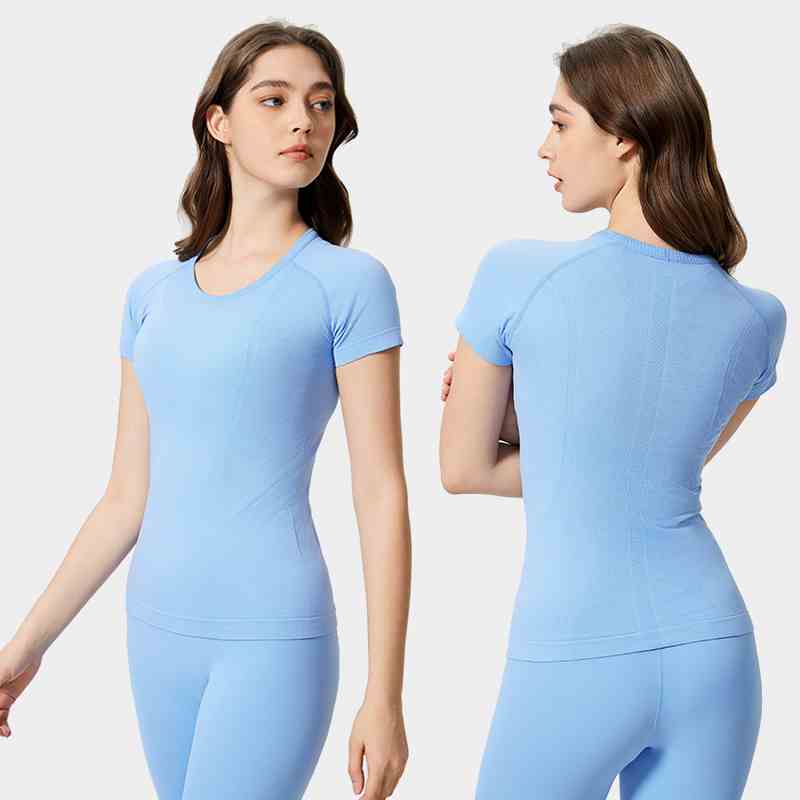 Women's round neck sports short sleeved shirt