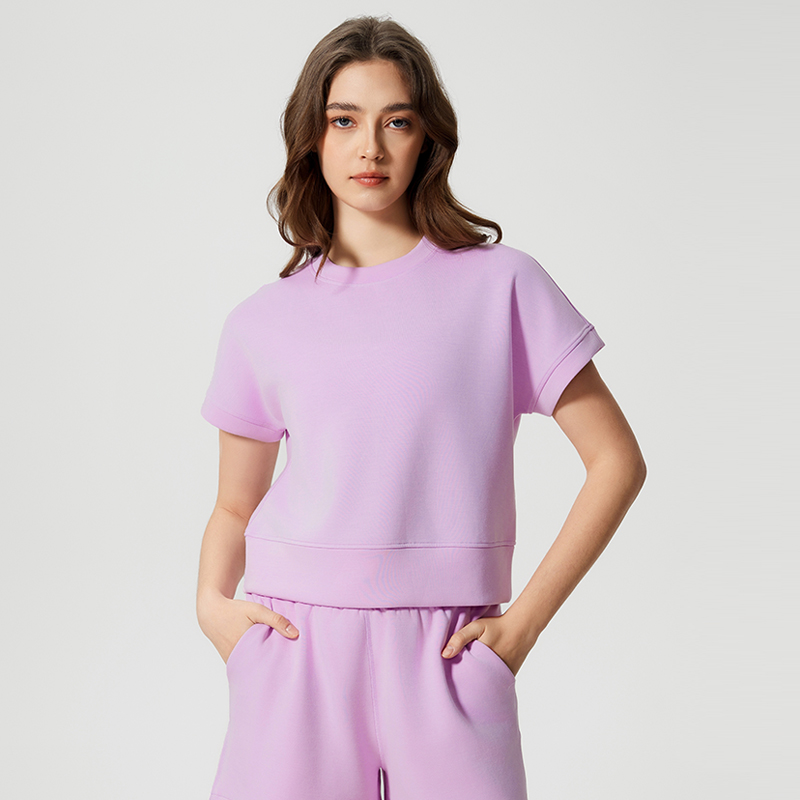 Women's round neck loose sports short sleeved shirt Vitamin powder
