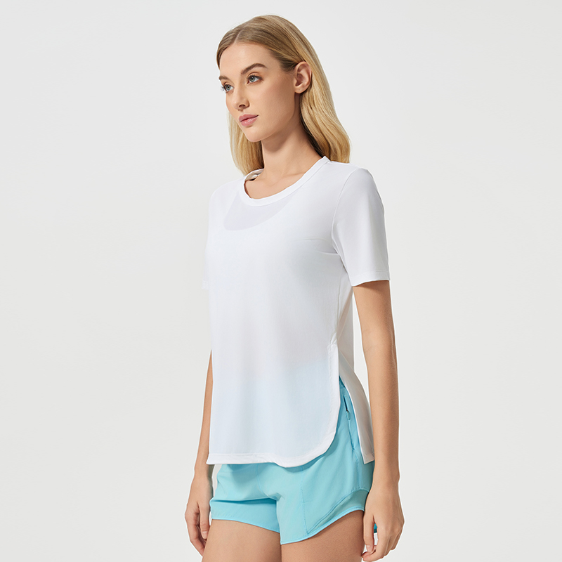 Women's loose and breathable yoga suit with short sleeves White