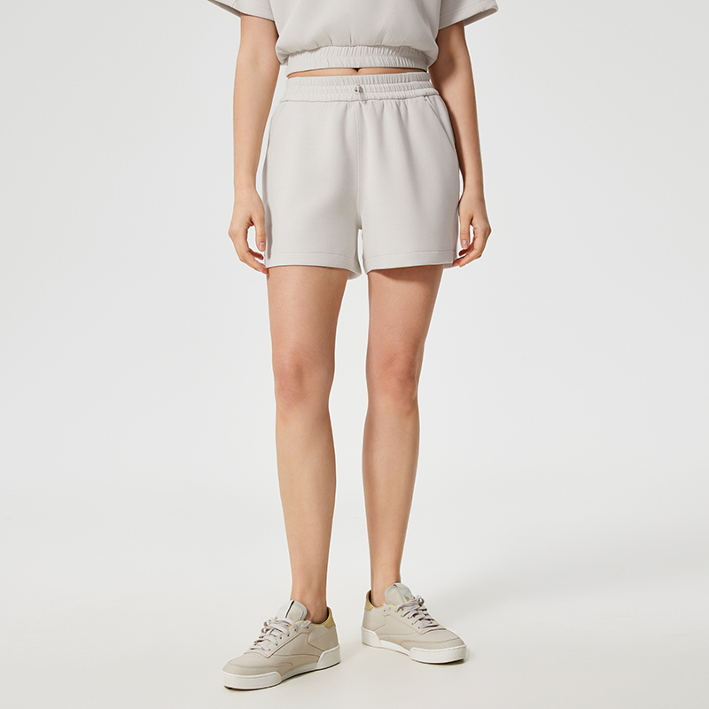 Women's high waisted loose fit sports shorts Bone white