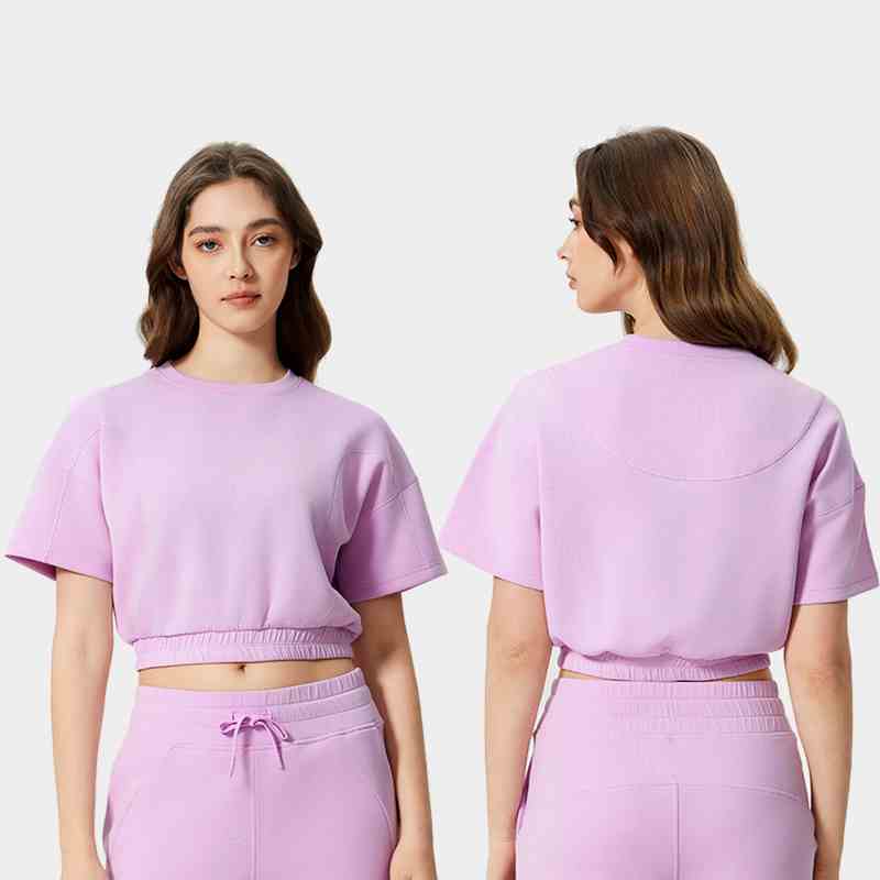 Women's short crop top with exposed navel