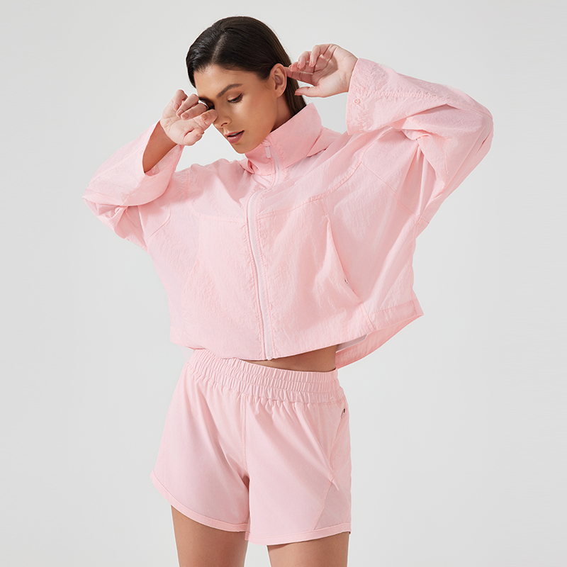 Women's waterproof and breathable sports jacket Strawberry milkshake powder