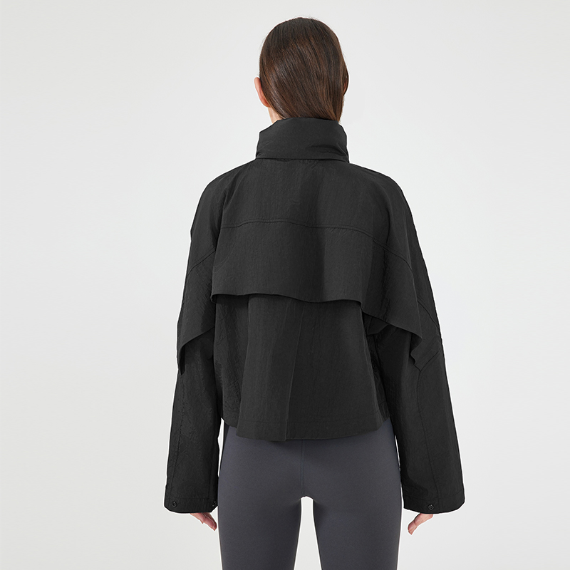 Women's waterproof and breathable sports jacket Color:Black;SIZE:S