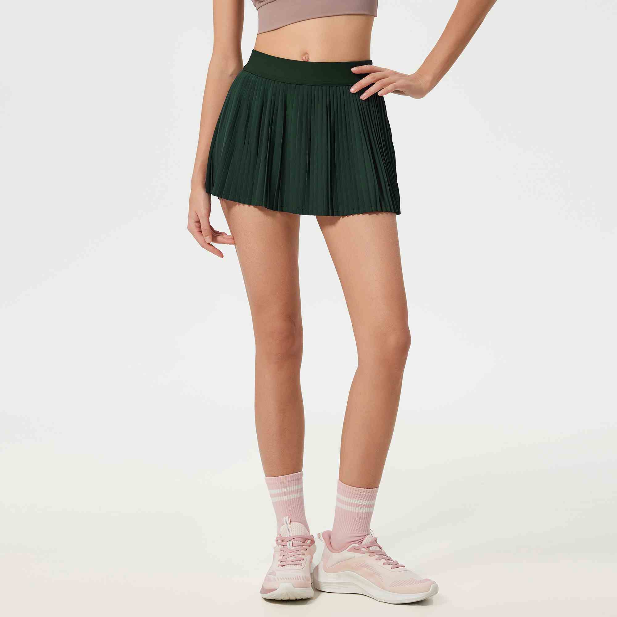 Women's sports skirt with lining to prevent exposure Color:Retro green;SIZE:L