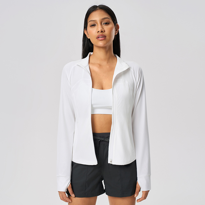 Women's breathable slim fit sports sunscreen clothing White