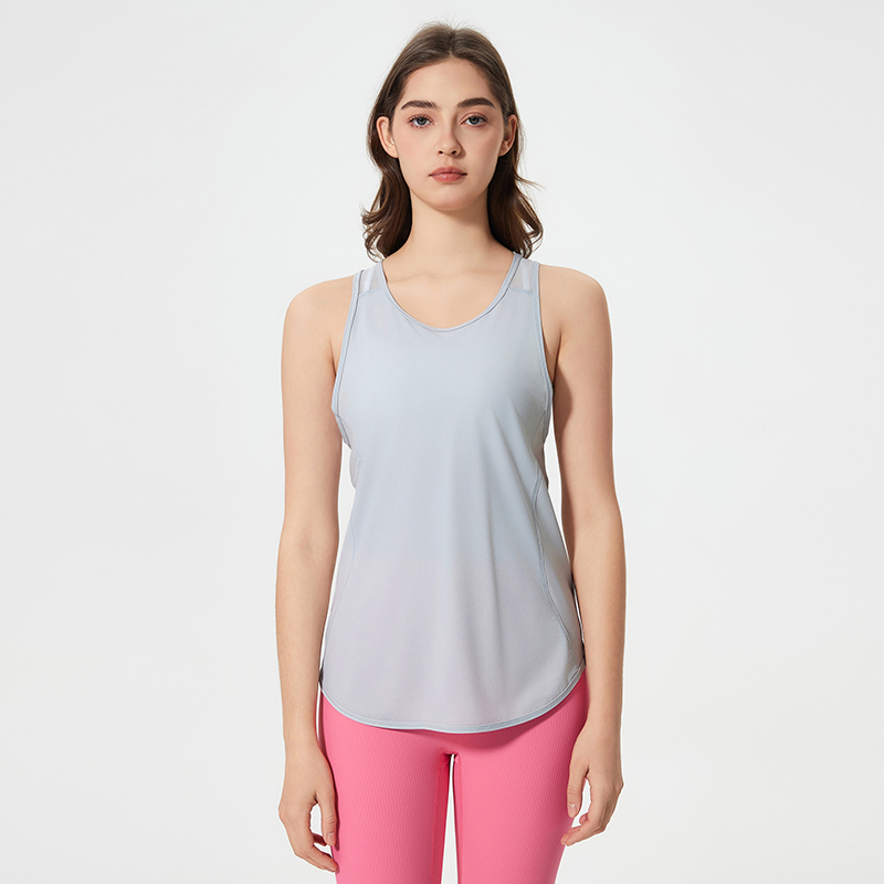 Women's vest mesh breathable yoga suit  Galactic Grey