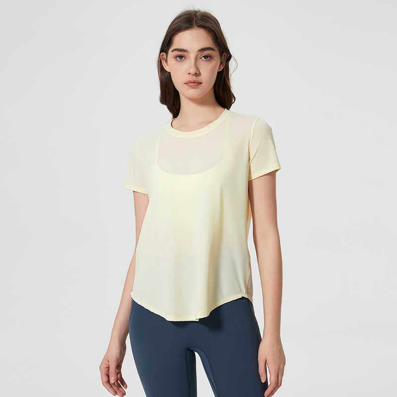 Women's casual quick drying short sleeved yoga suit Dancing Yellow