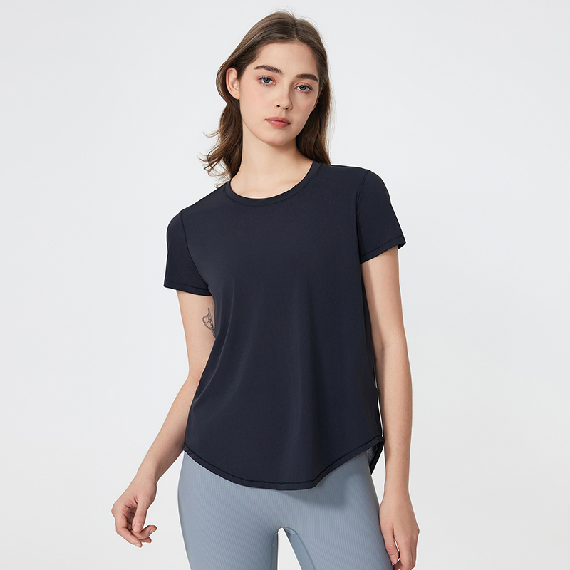 Women's casual quick drying short sleeved yoga suit Black