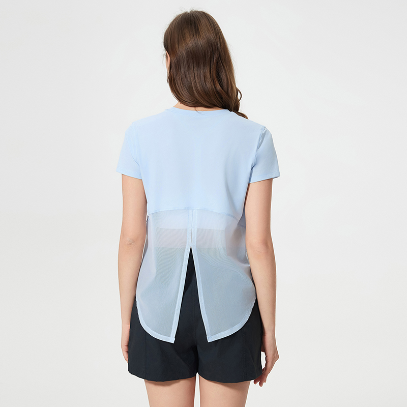 Women's casual quick drying short sleeved yoga suit Color:Windmill Light Blue;SIZE:S