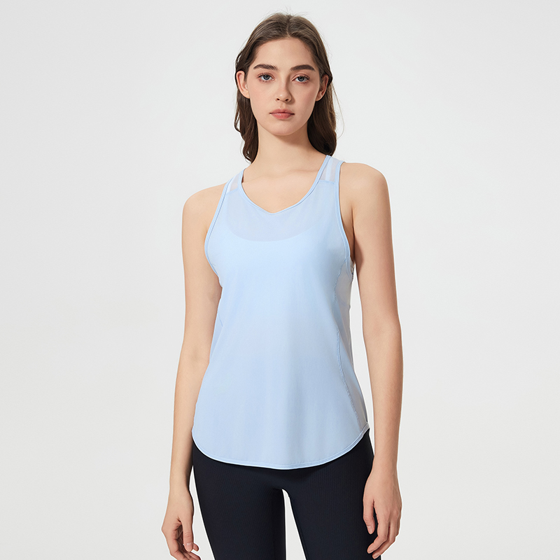 Women's vest mesh breathable yoga suit Windmill Light Blue