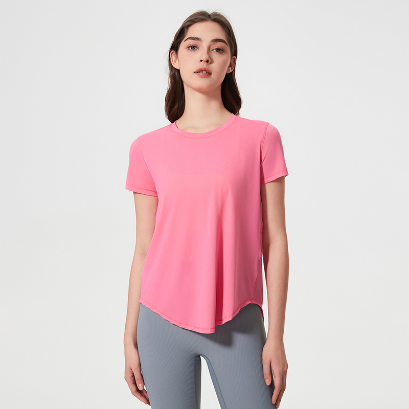 Women's casual quick drying short sleeved yoga suit  Cherry Blossom