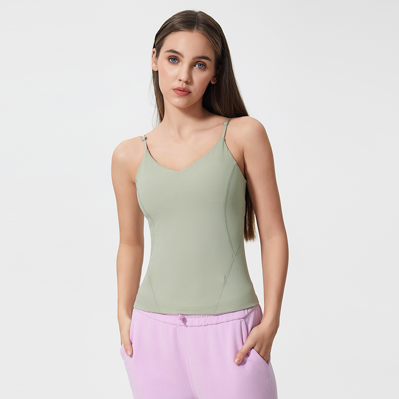 Women's beautiful back camisole sports vest Linen color  