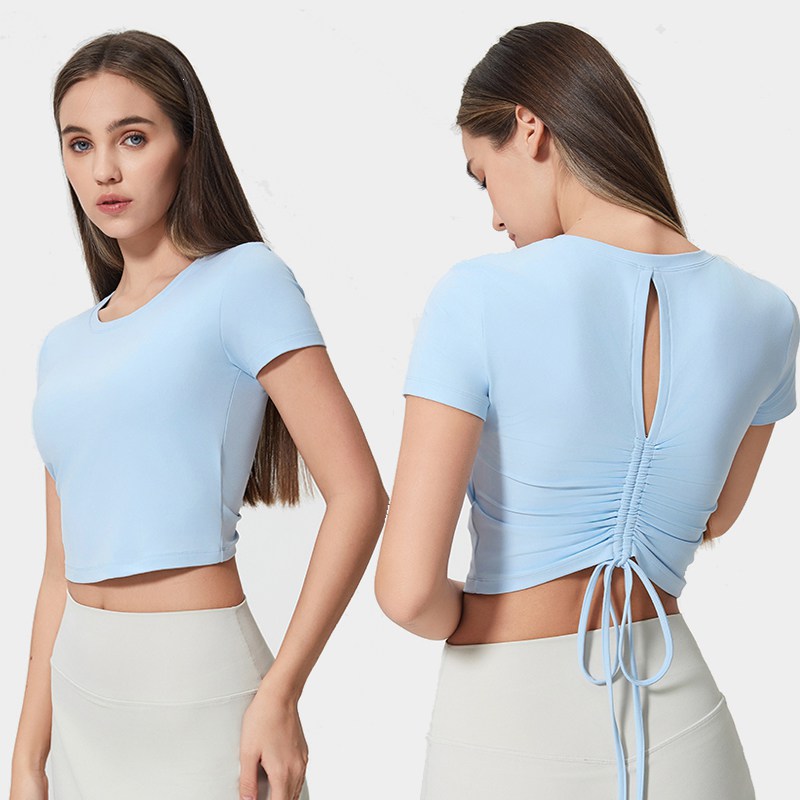 Women's beautiful back short sleeved shirt