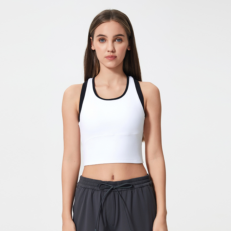 Women's contrasting I-shaped yoga vest White  