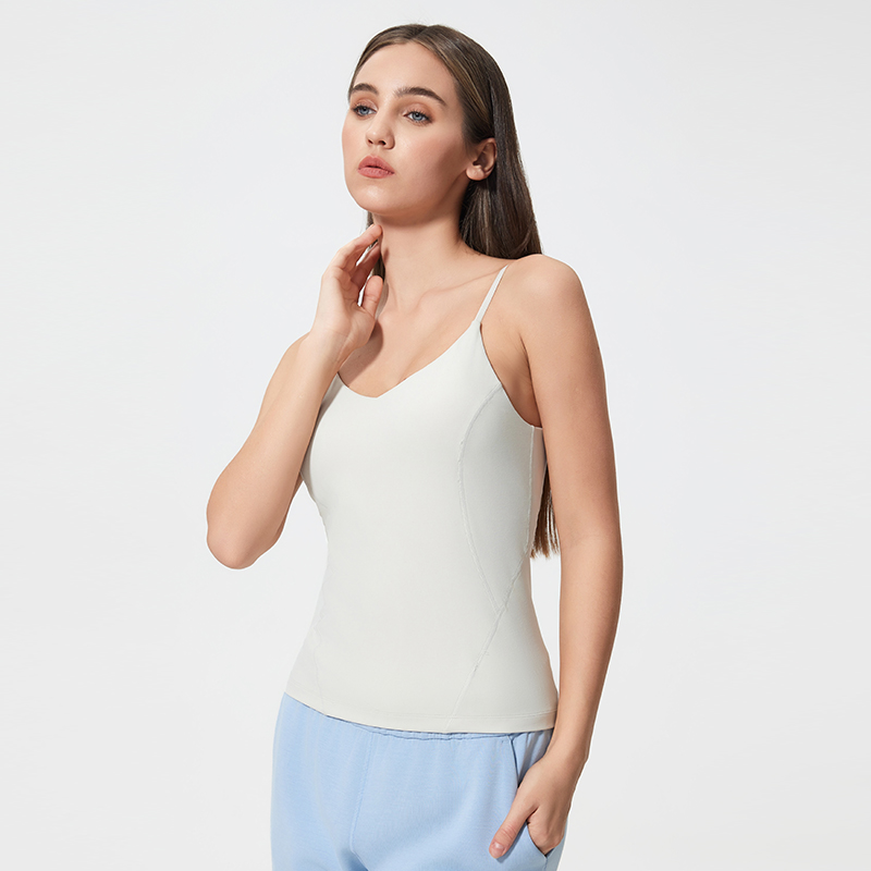 Women's beautiful back camisole sports vest Bone white  