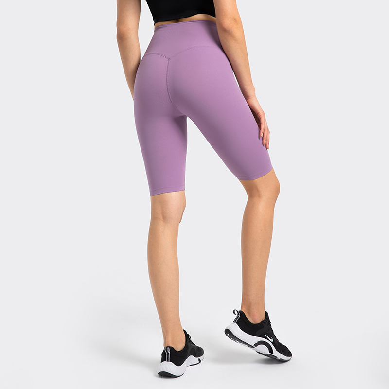 Women's T-line yoga pants peach hip high waisted sports shorts Violet