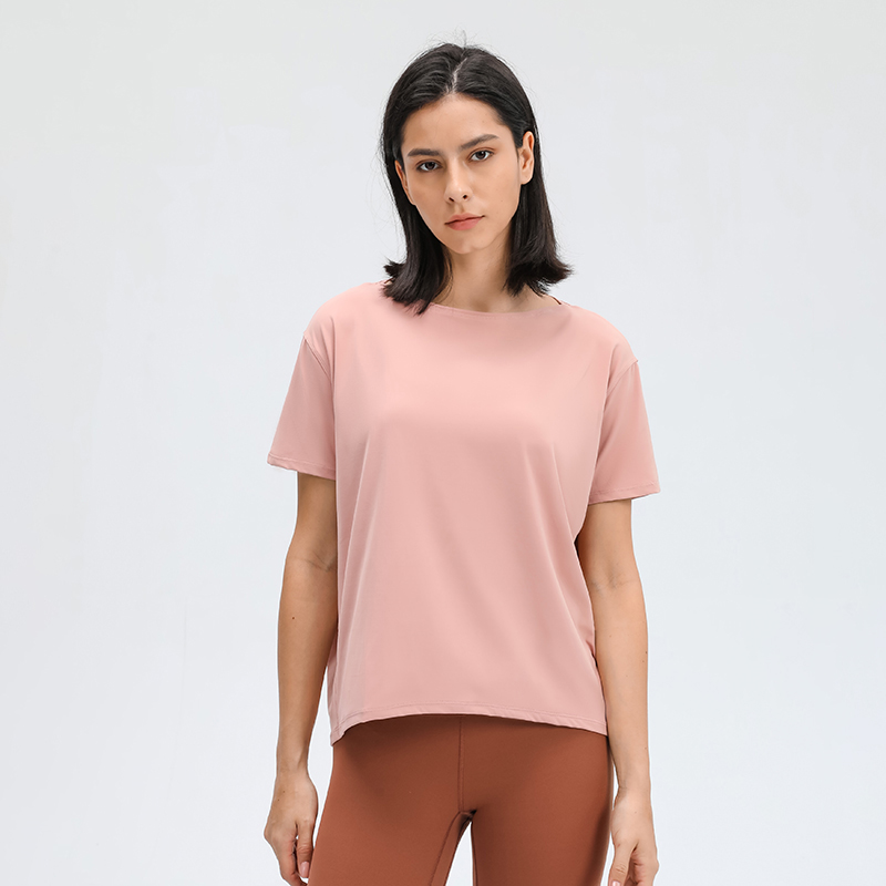 Women's fashionable and versatile short sleeved outerwear HONEY PINK  