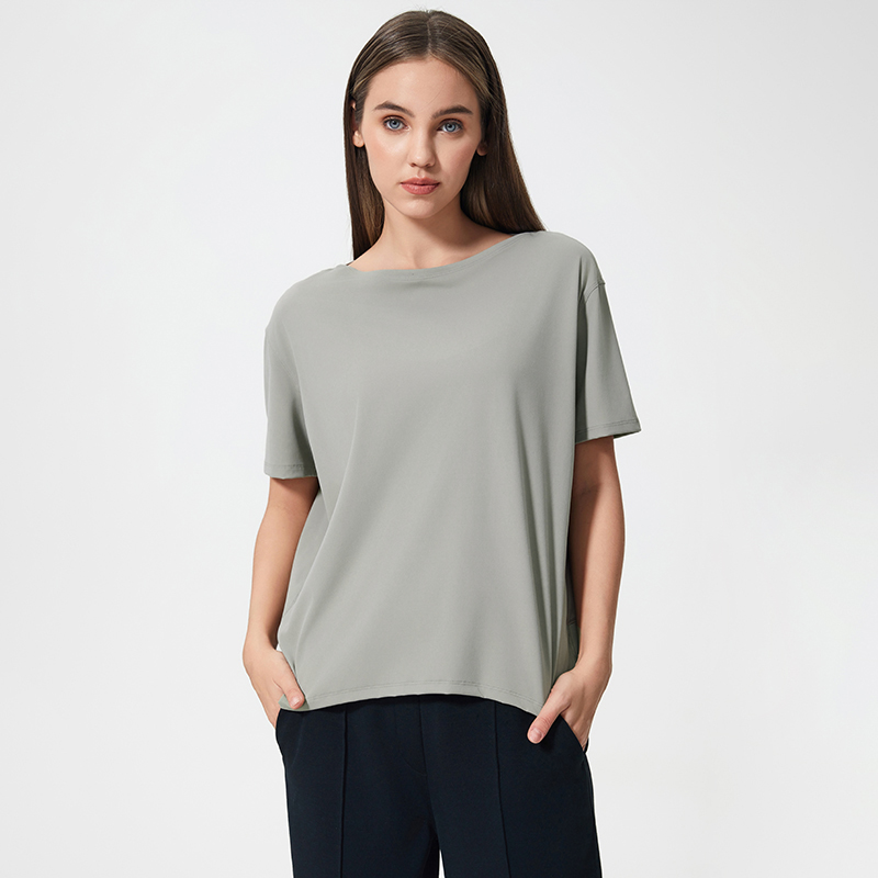 Women's fashionable and versatile short sleeved outerwear River stone color