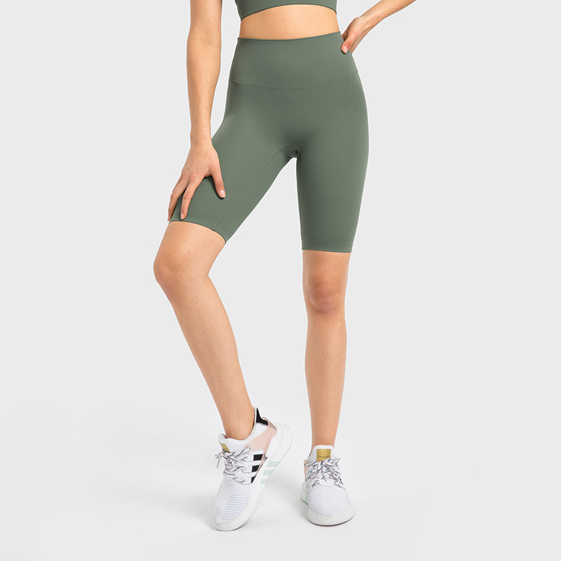 Women's T-line yoga pants peach hip high waisted sports shorts Grey Lack Green  