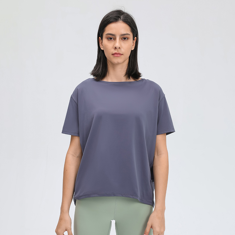 Women's fashionable and versatile short sleeved outerwear LIGHT PURPLE GREY