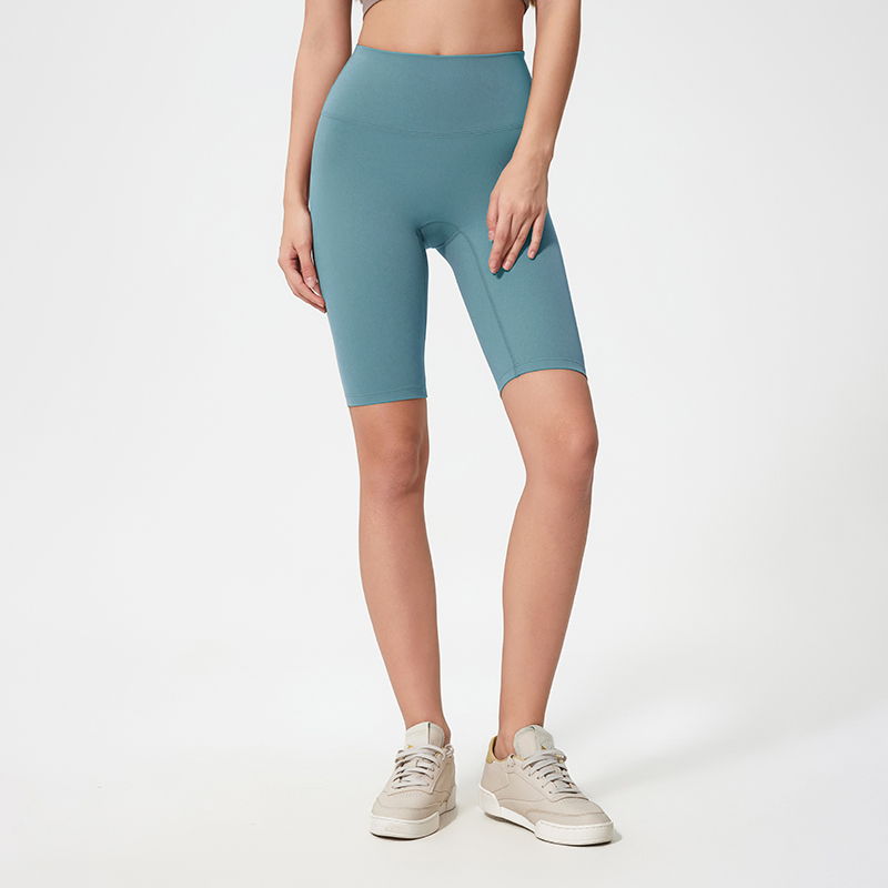 Women's T-line yoga pants peach hip high waisted sports shorts Ice Snow Blue