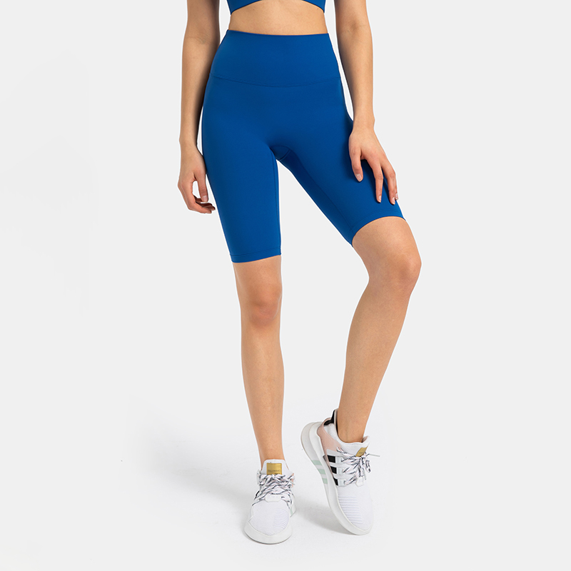 Women's T-line yoga pants peach hip high waisted sports shorts Klein Blue  