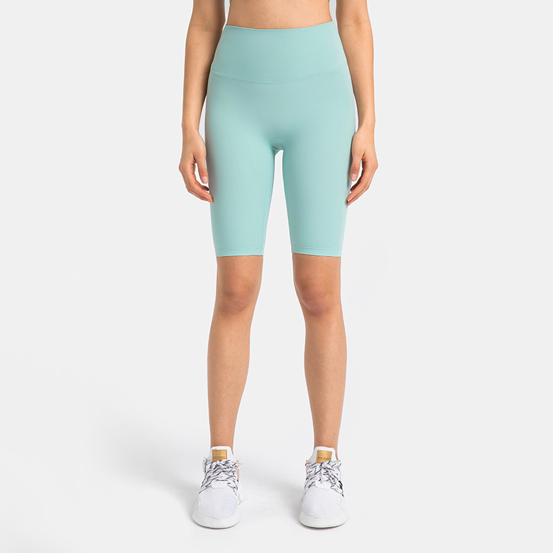 Women's T-line yoga pants peach hip high waisted sports shorts Glass Green  