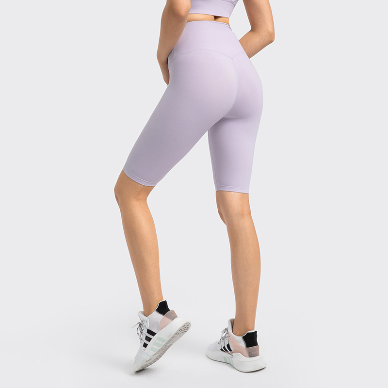 Women's T-line yoga pants peach hip high waisted sports shorts Light Purple